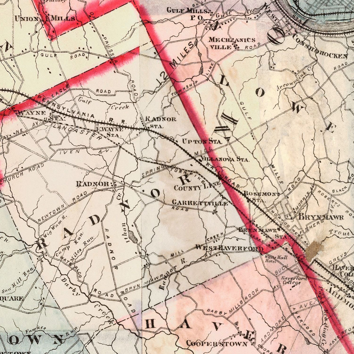 Restored historic details from the 1882 city map of Philadelphia, Pennsylvania