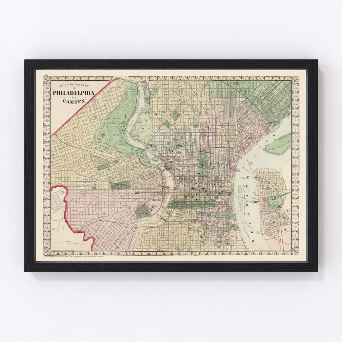 Philadelphia Vintage Map 1874