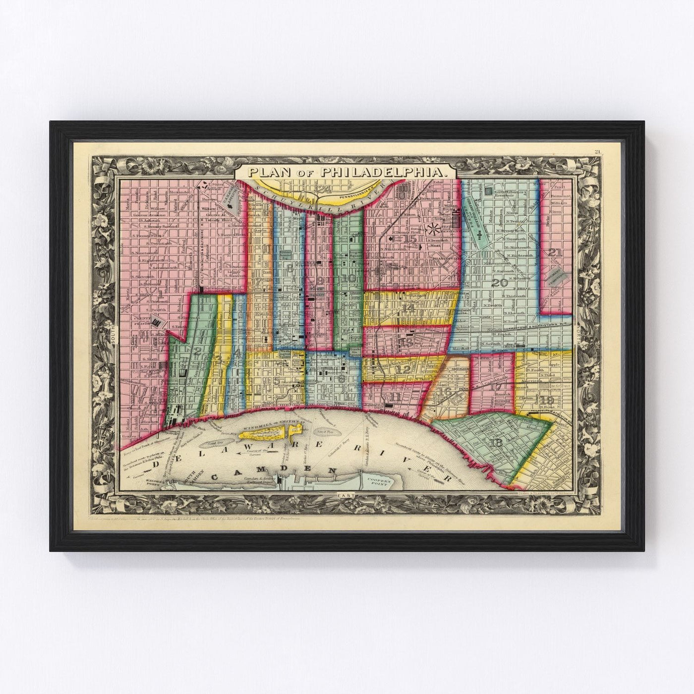 Philadelphia Vintage Map 1860