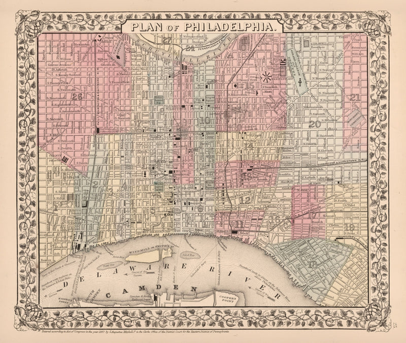 Size comparison using Vintage Map of Philadelphia, Pennsylvania 1868