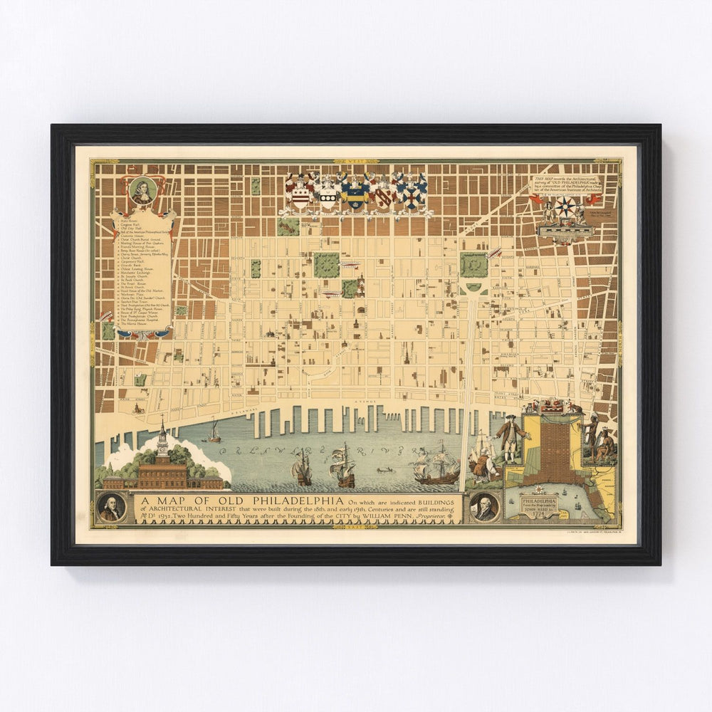 Philadelphia Vintage Map 1934