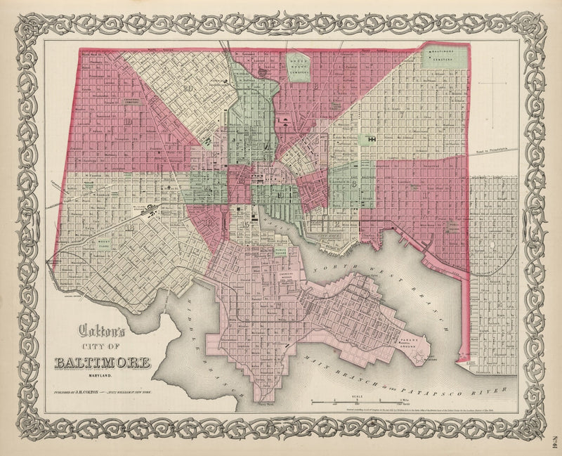 Size comparison using Vintage Map of Baltimore, Maryland 1865
