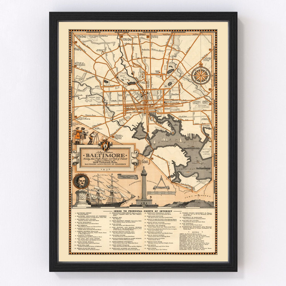 Baltimore Vintage Map 1936