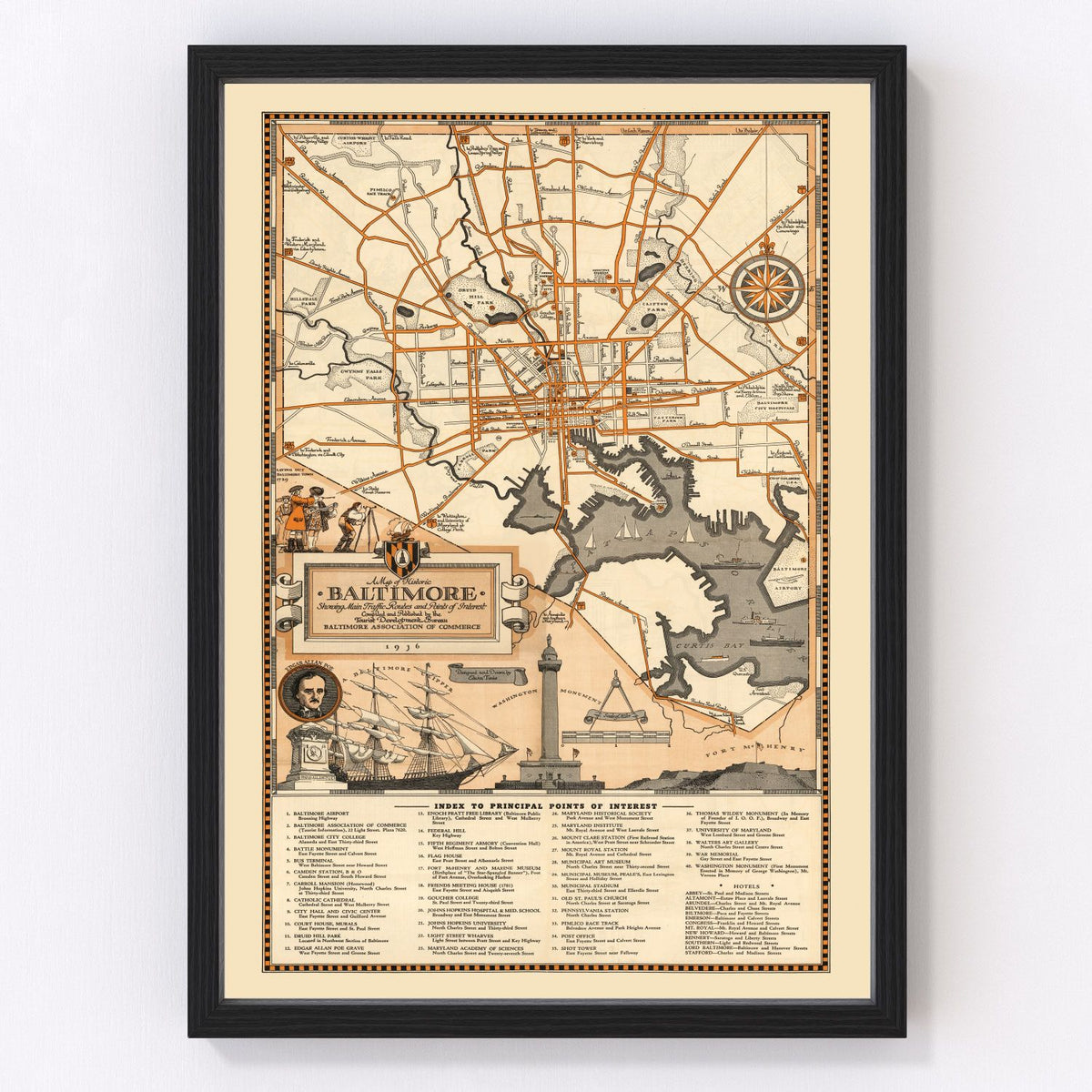 Baltimore Vintage Map 1936
