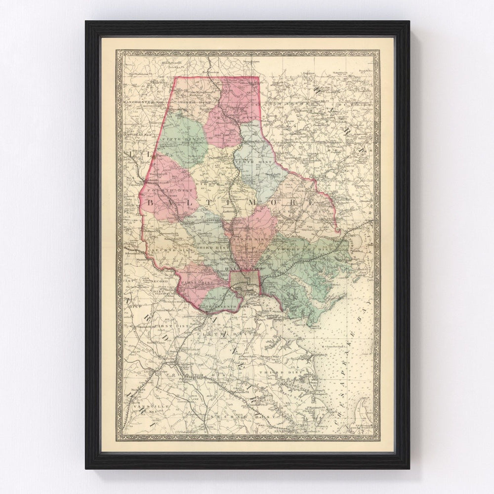 Baltimore Vintage Map 1866