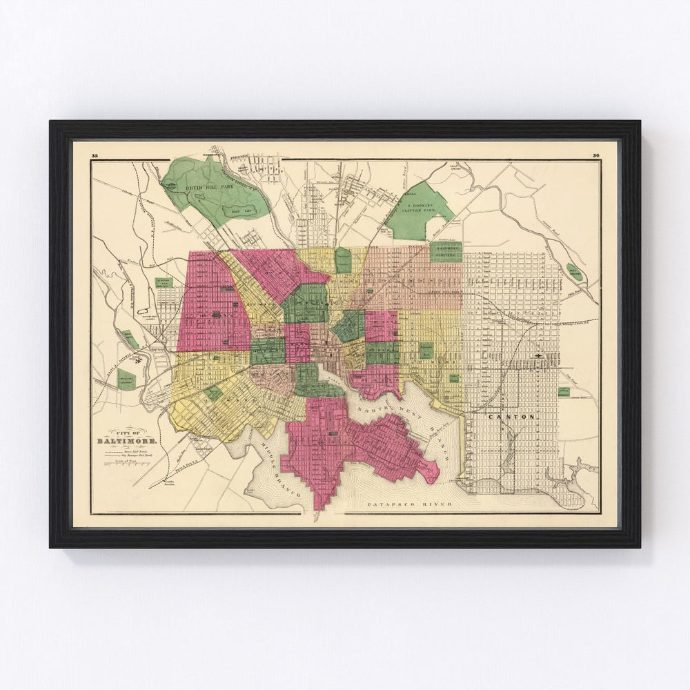 Baltimore Vintage Map 1873