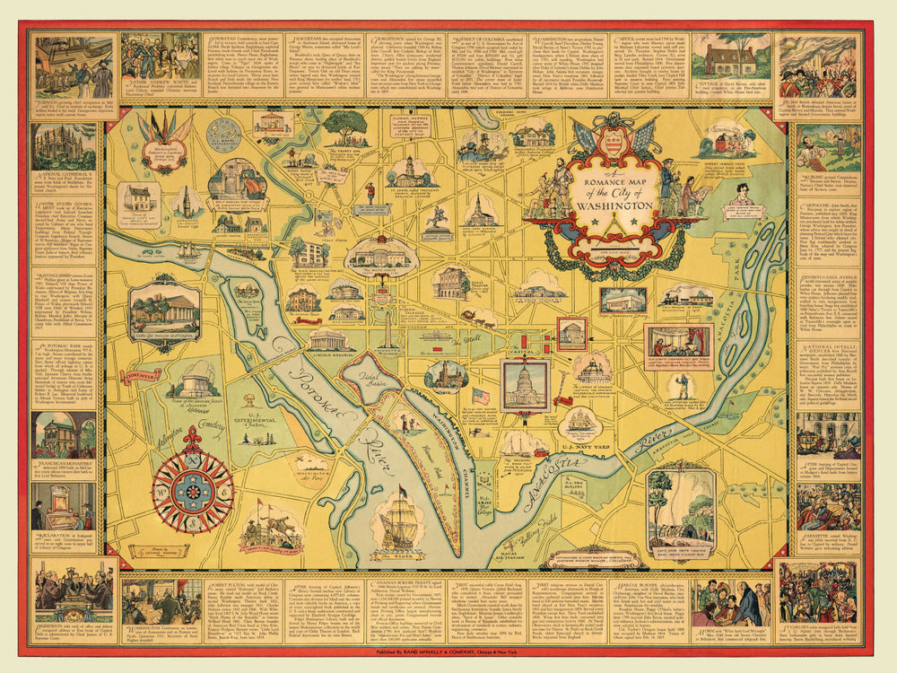 Vintage Map of Washington, DC 1938 print style example