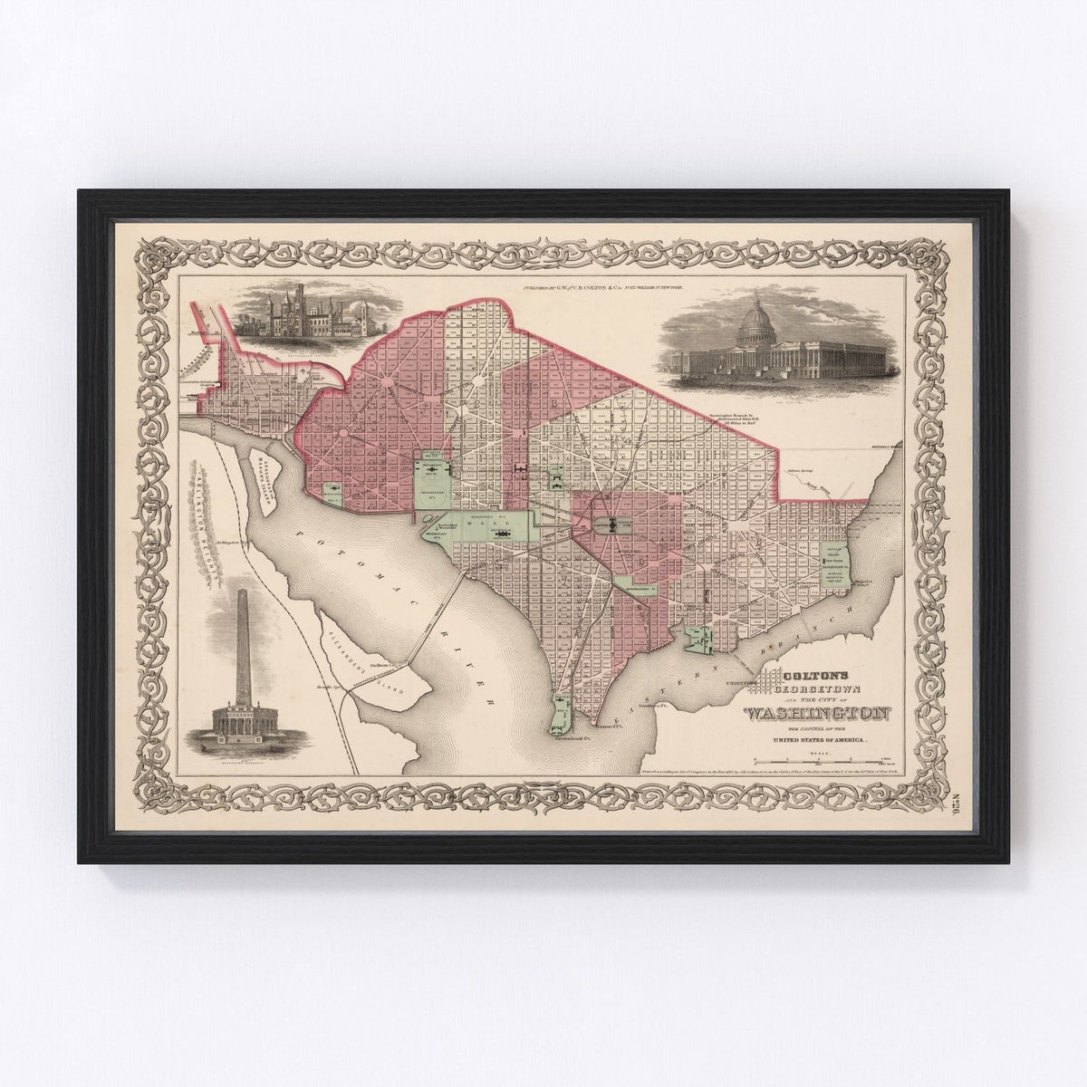 Washington Vintage Map 1866