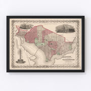 Washington Vintage Map 1866