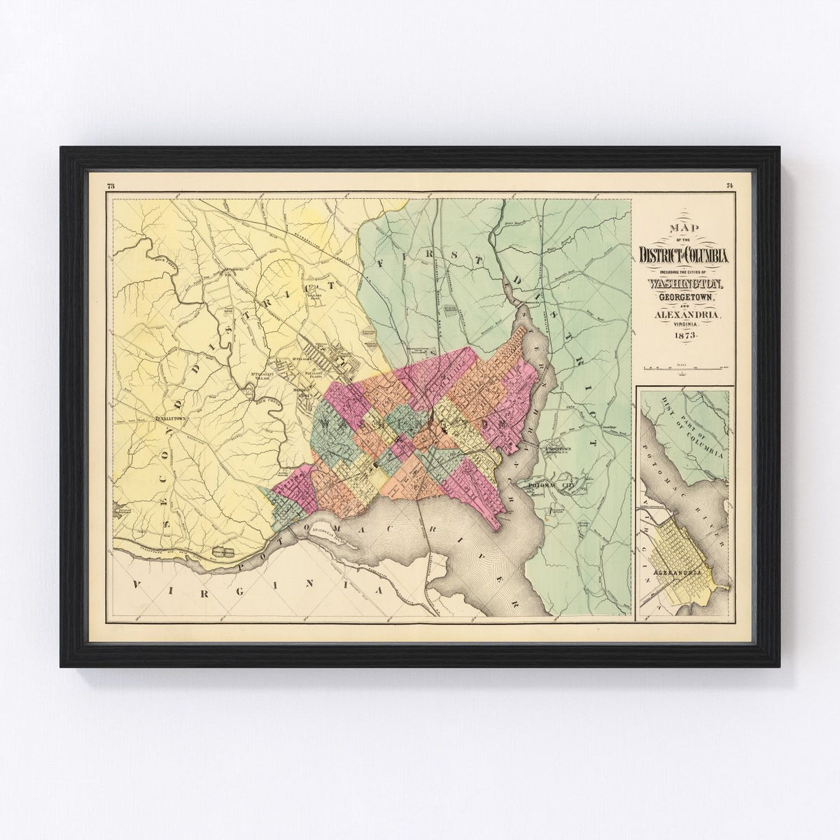 Washington Vintage Map 1873