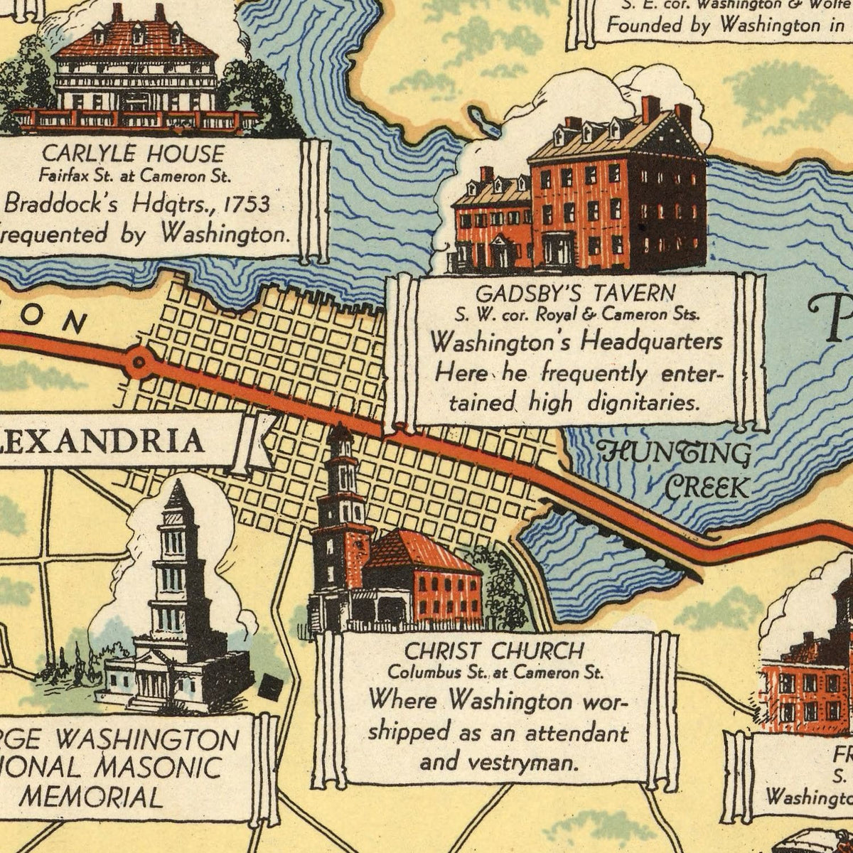 Restored historic details from the 1932 city map of Washington, Washington DC