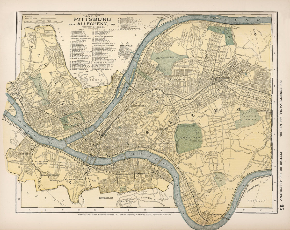 Preview of Vintage Map of Pittsburgh, Pennsylvania 1891