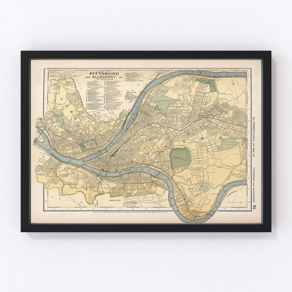 Pittsburgh Vintage Map 1891