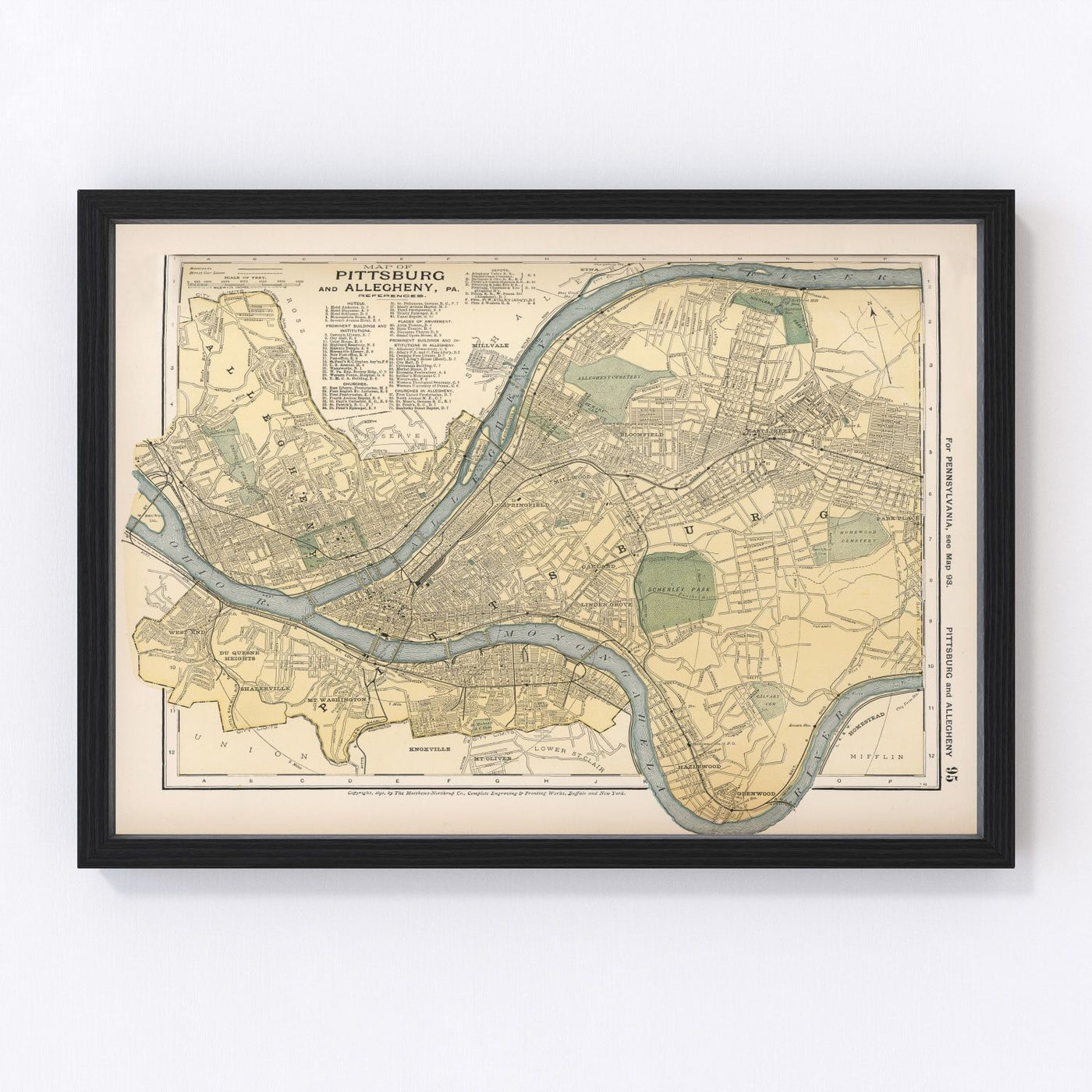 Pittsburgh Vintage Map 1891
