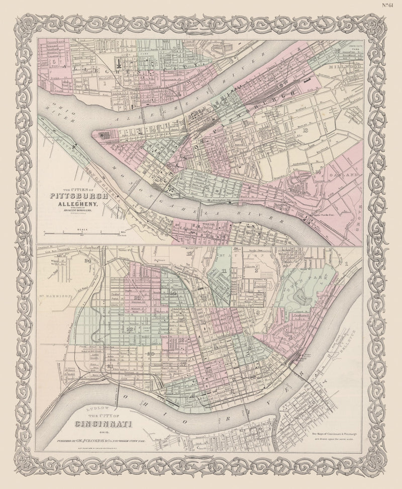 Size comparison using Vintage Map of Pittsburgh, Pennsylvania 1886