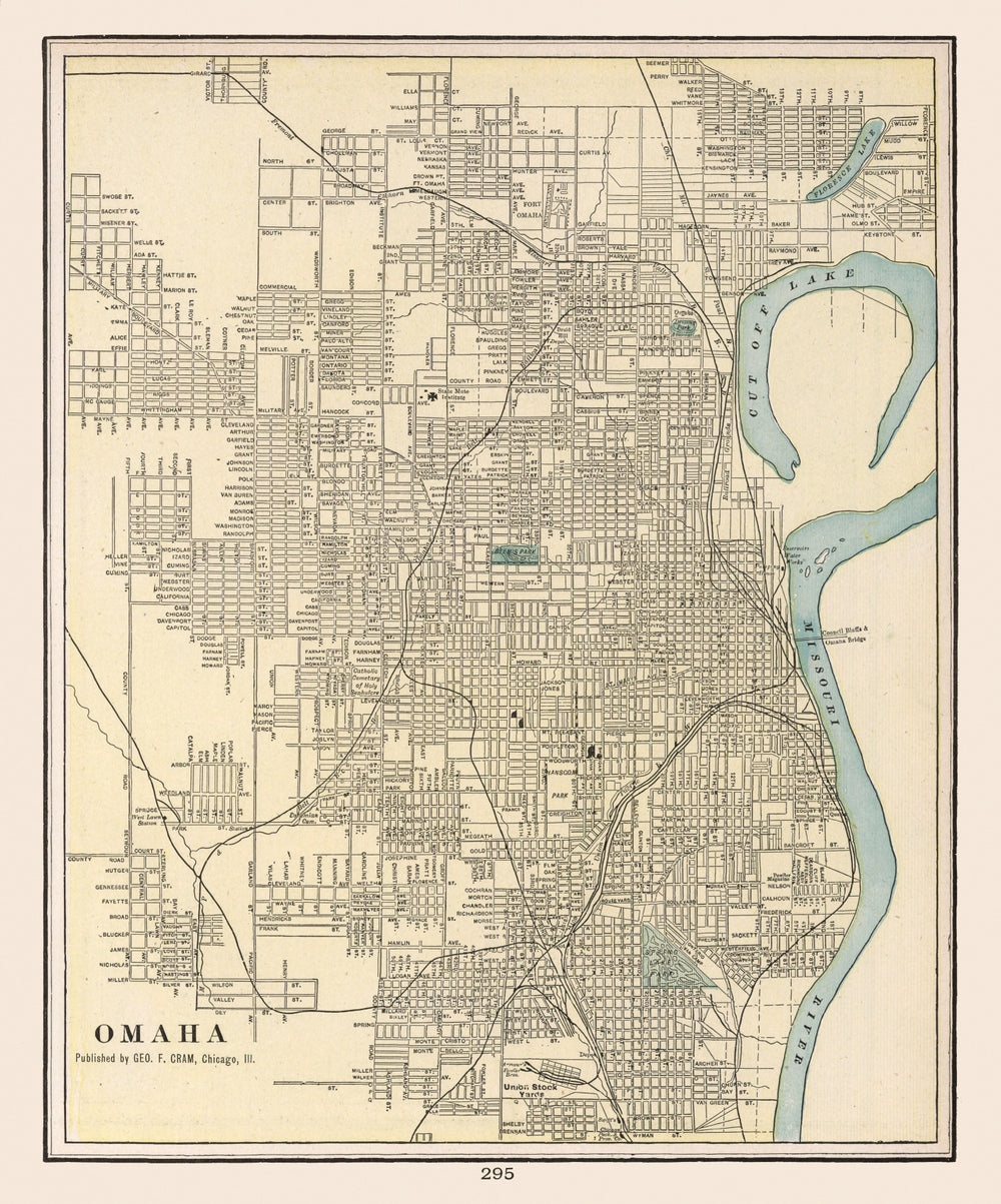 Vintage Map of Omaha, Nebraska 1901 print style example