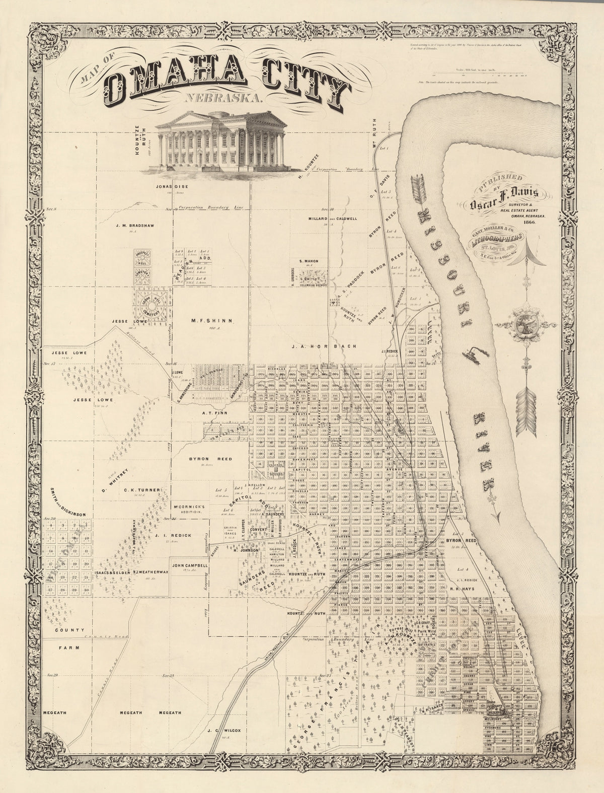Preview of Vintage Map of Omaha, Nebraska 1866