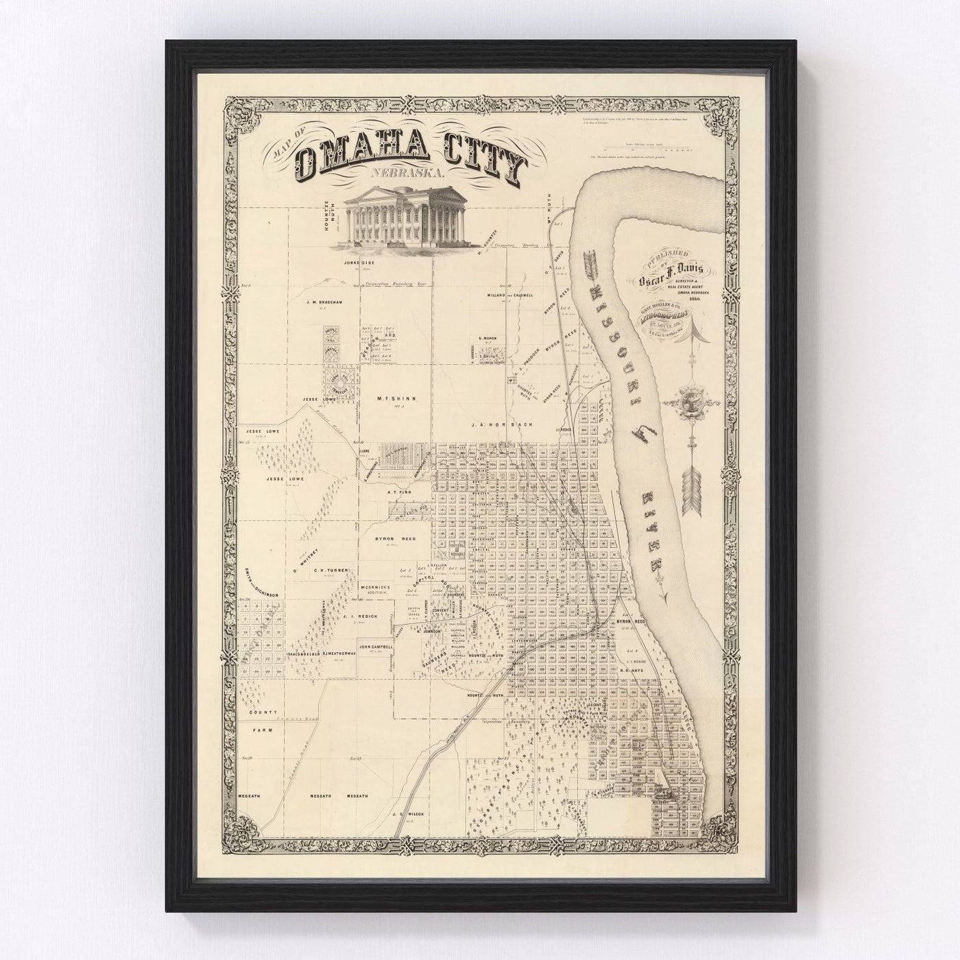 Omaha Vintage Map 1866