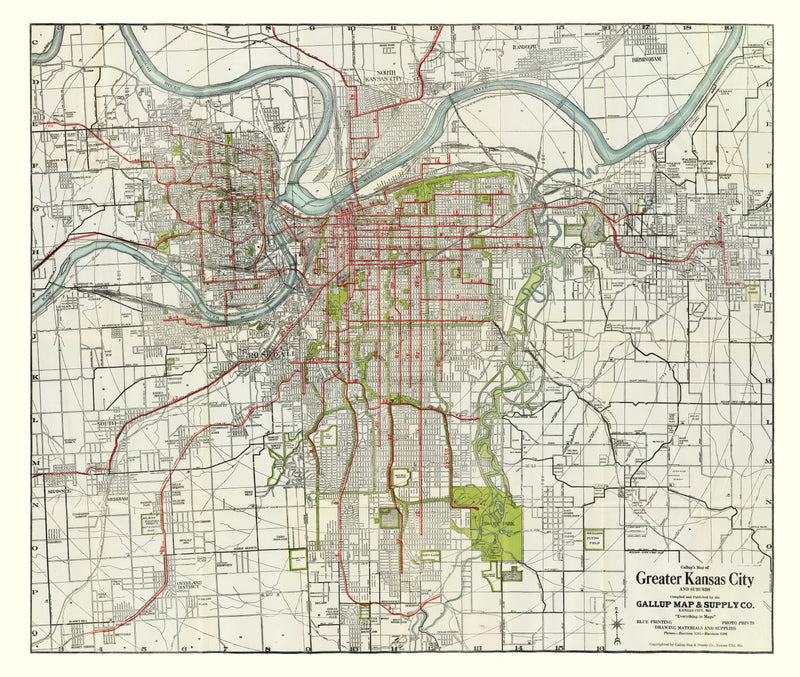 Size comparison using Vintage Map of Kansas City, Kansas 1920