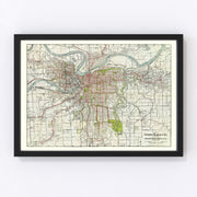 Kansas City Vintage Map 1920