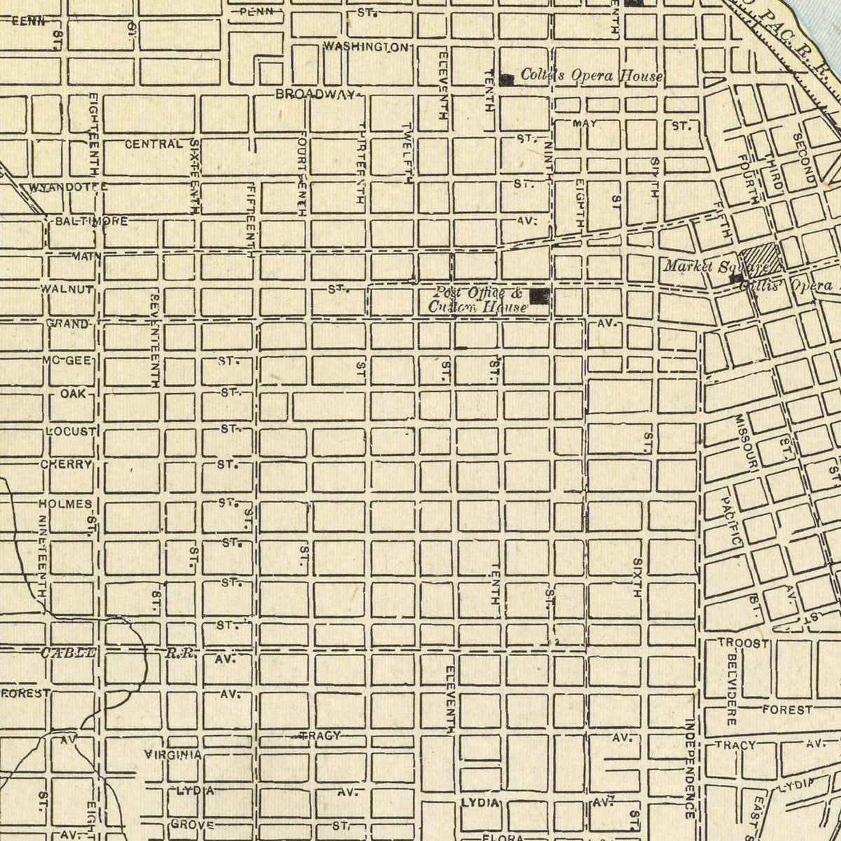 Restored historic details from the 1901 city map of Kansas City, Kansas