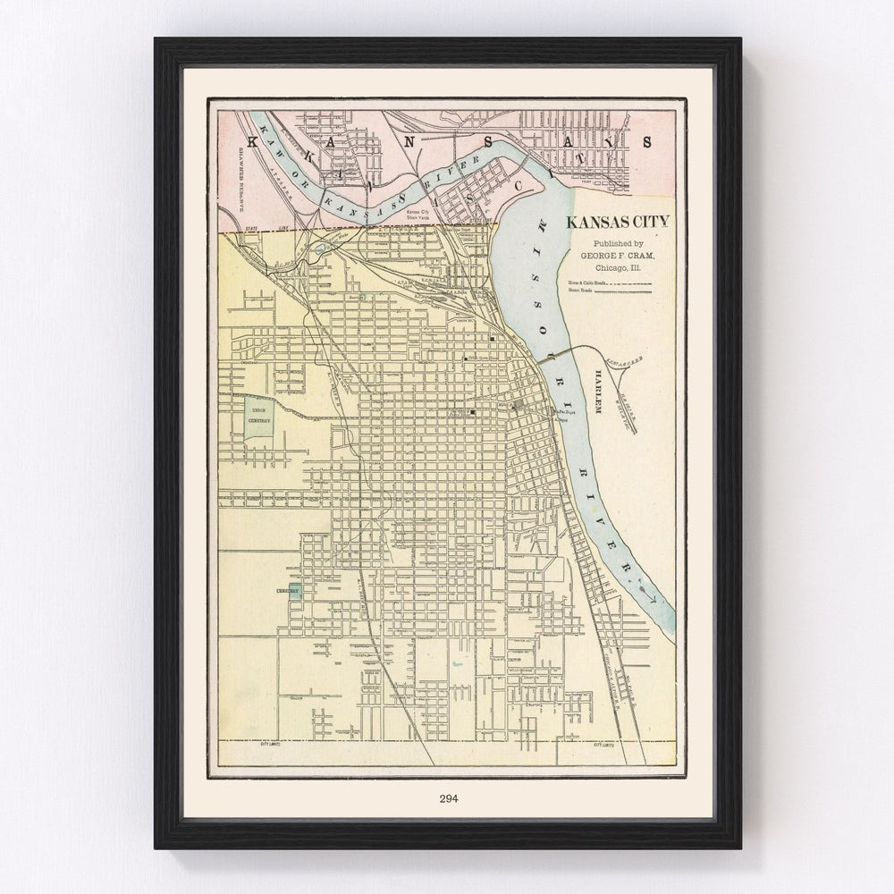 Kansas City Vintage Map 1901