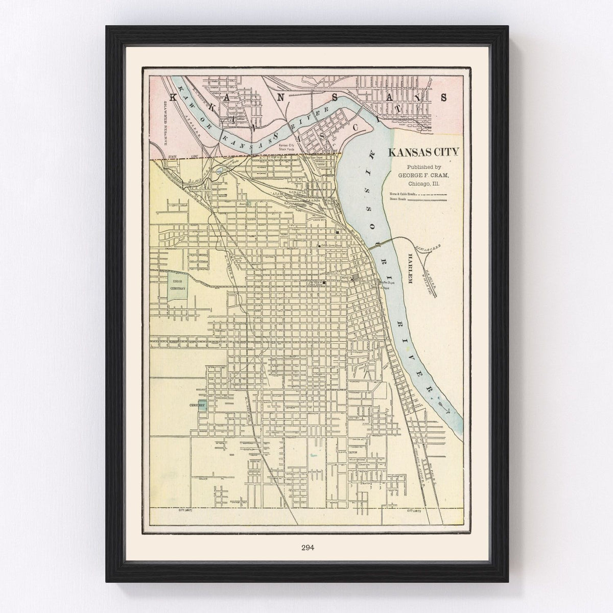 Kansas City Vintage Map 1901
