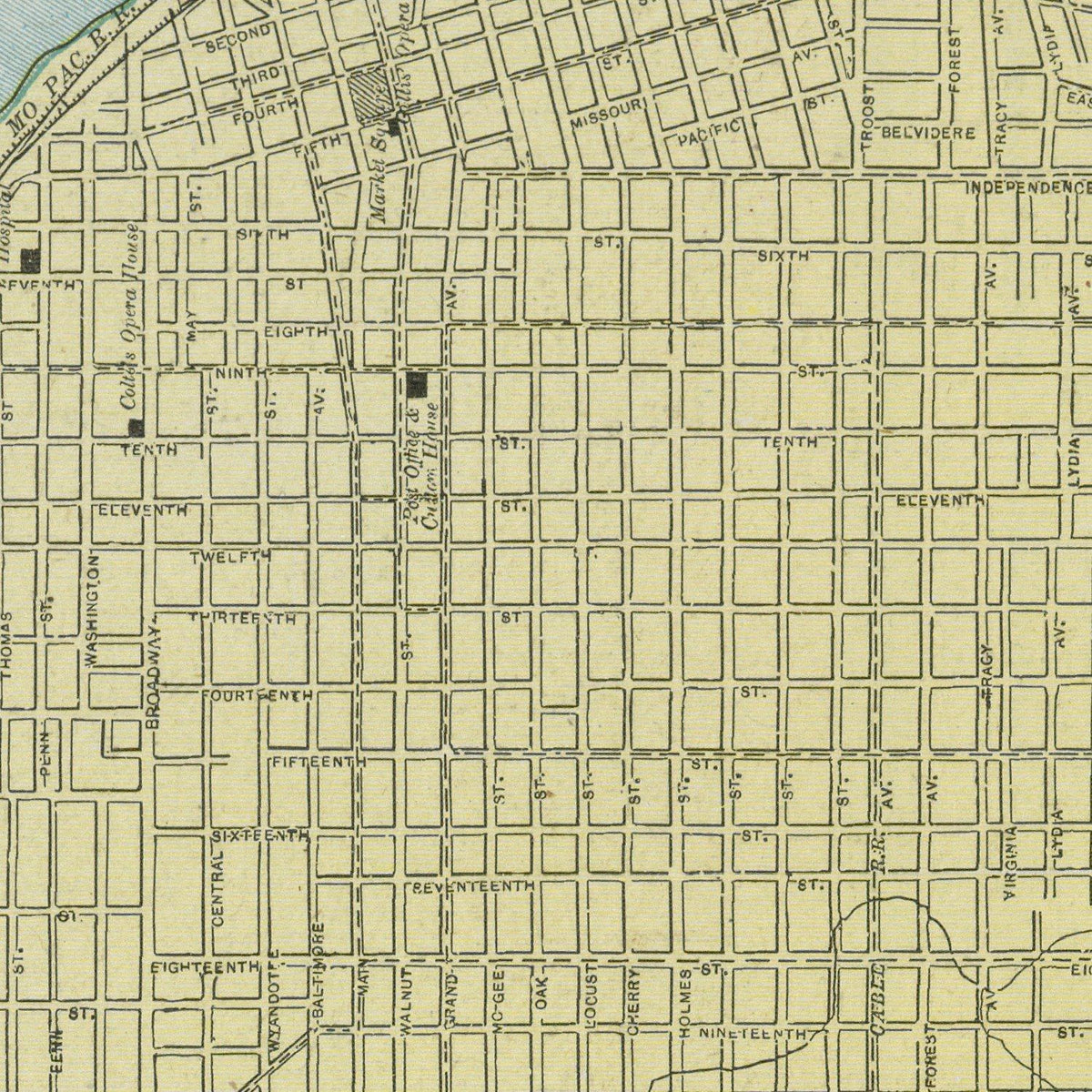 Restored historic details from the 1901 city map of Kansas City, Kansas