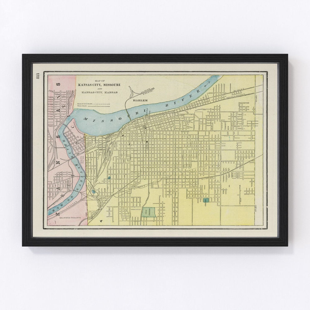 Kansas City Vintage Map 1901
