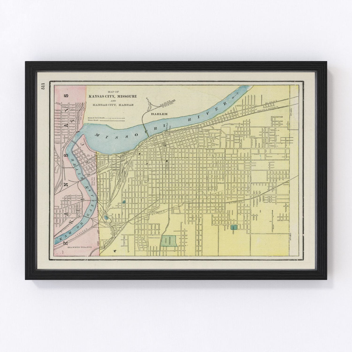 Kansas City Vintage Map 1901