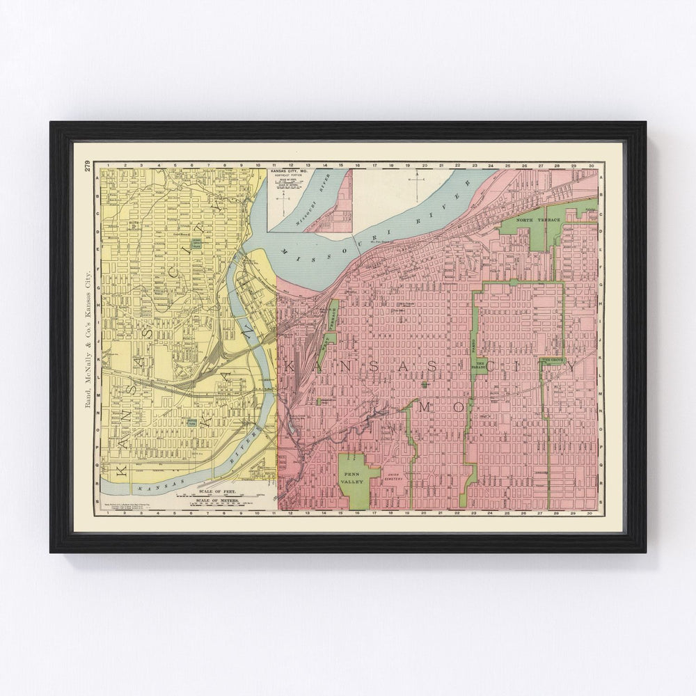 Kansas City Vintage Map 1903