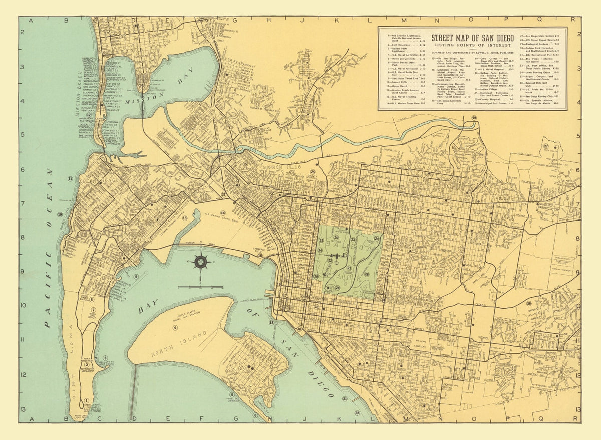 Preview of Vintage Map of San Diego, California 1935