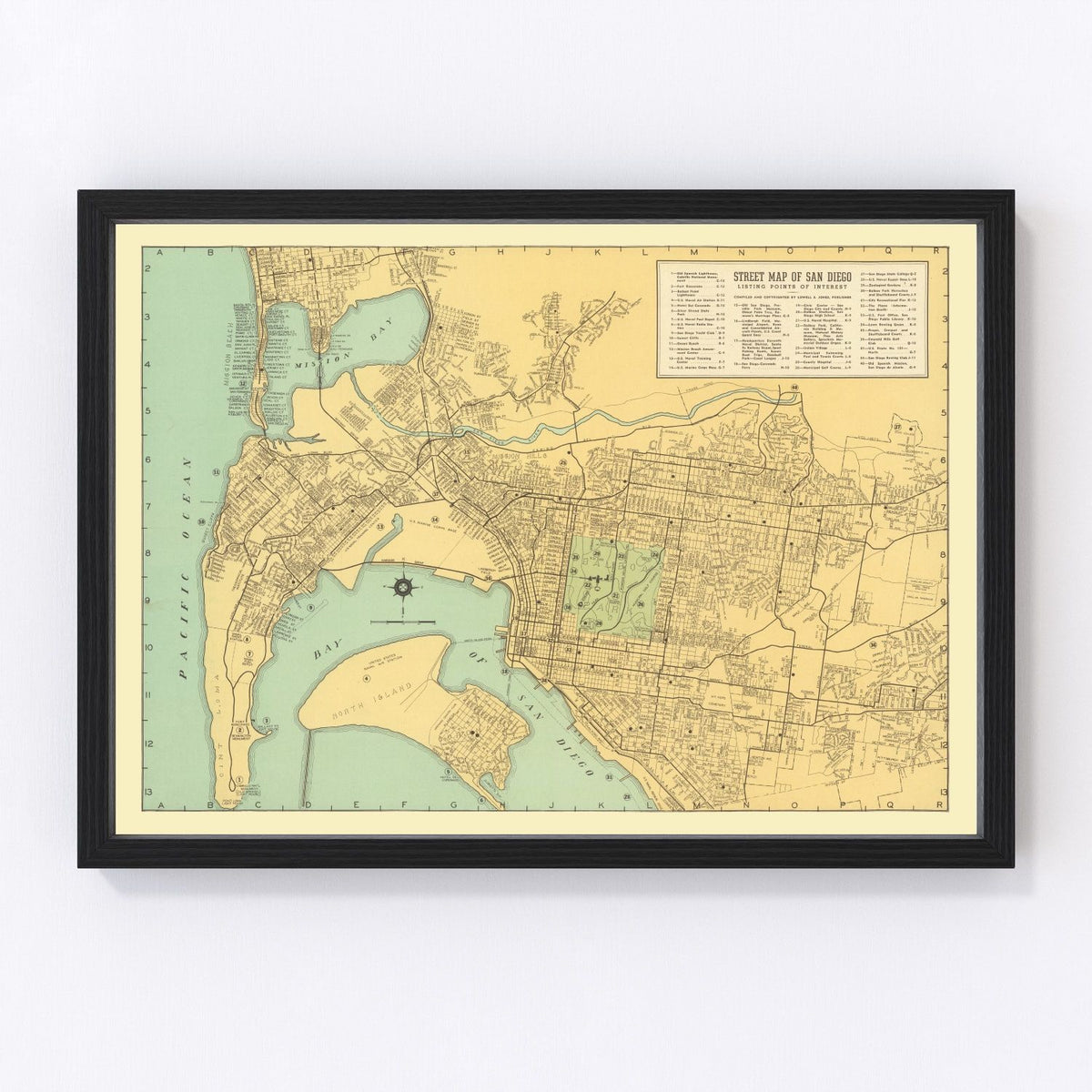 San Diego Vintage Map 1935