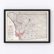 San Diego County Vintage Map 1935