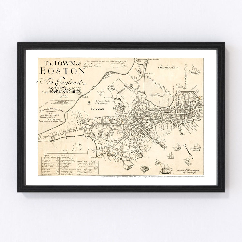 Boston Vintage Map 1835
