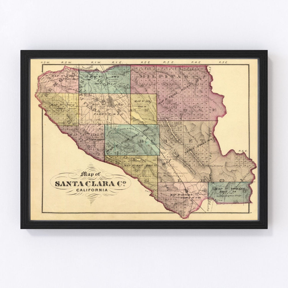 Santa Clara County Vintage Map 1876