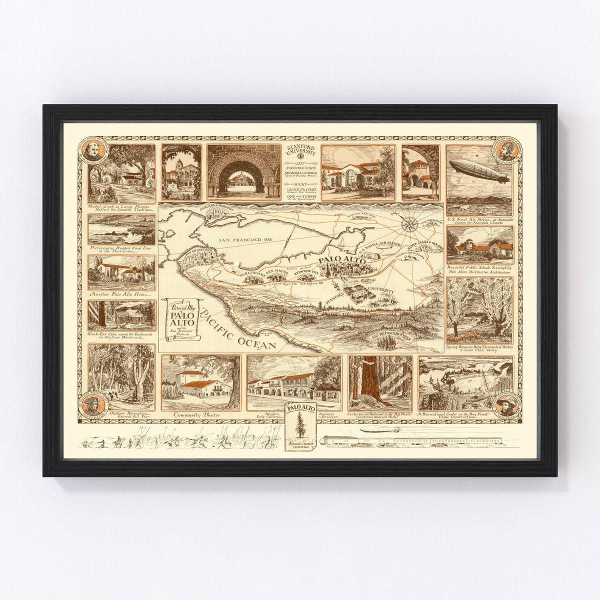 Palo Alto Vintage Map 1925