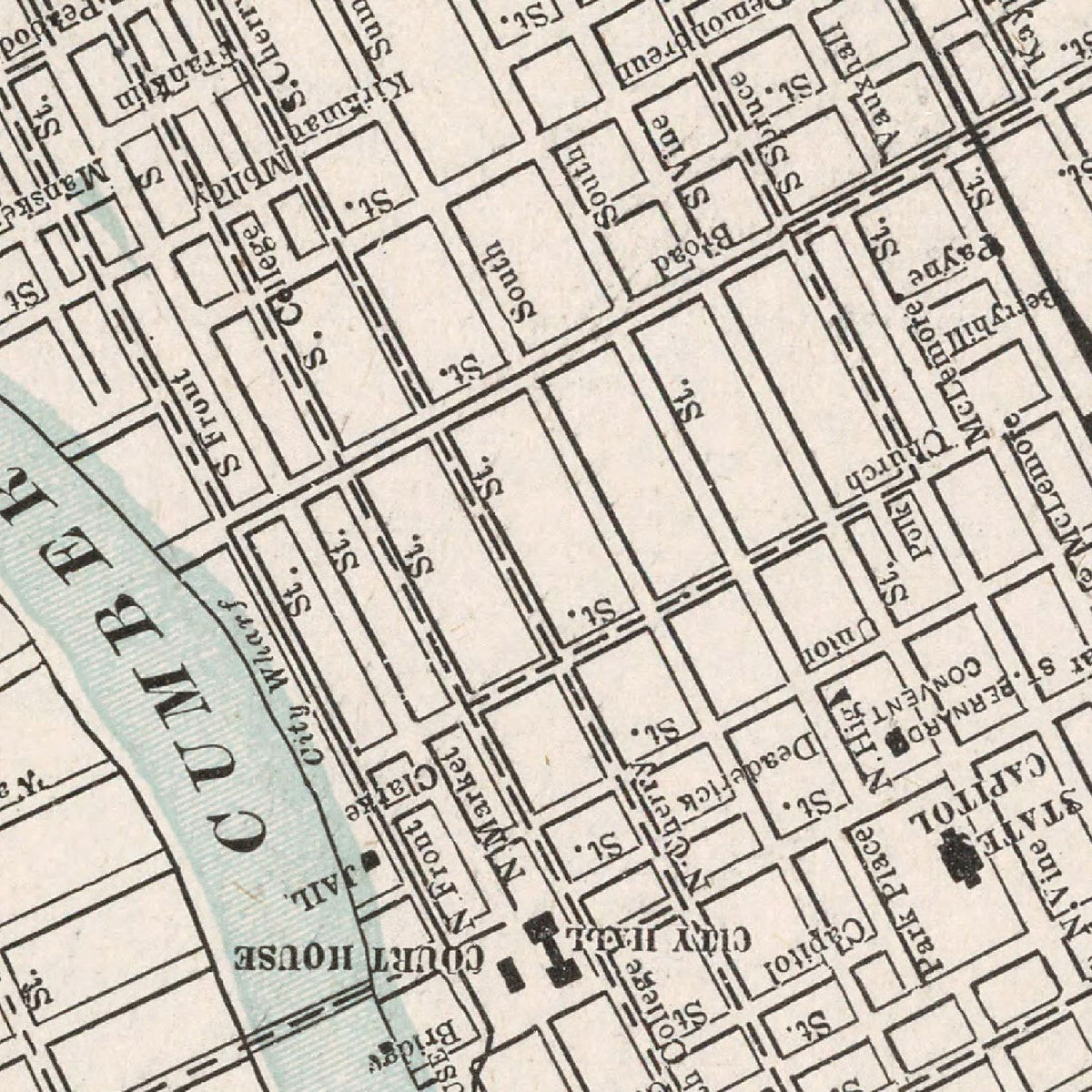 Restored historic details from the 1901 city map of Nashville, Tennessee