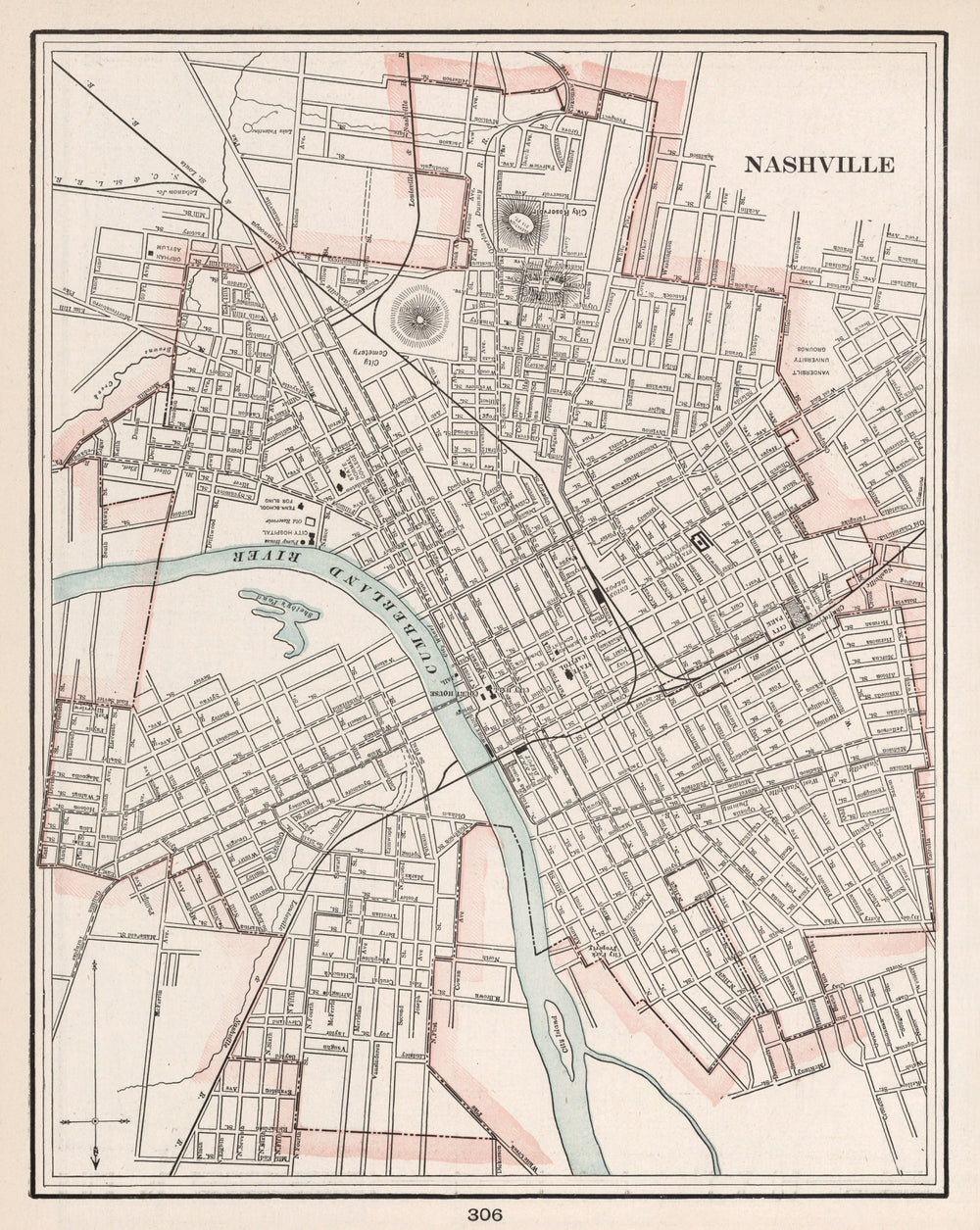 Vintage Map of Nashville, Tennessee 1901 print style example