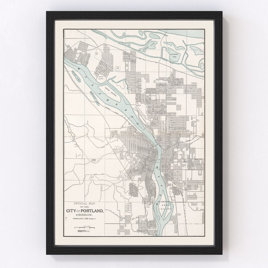 Vintage Map of Portland, Oregon 1901