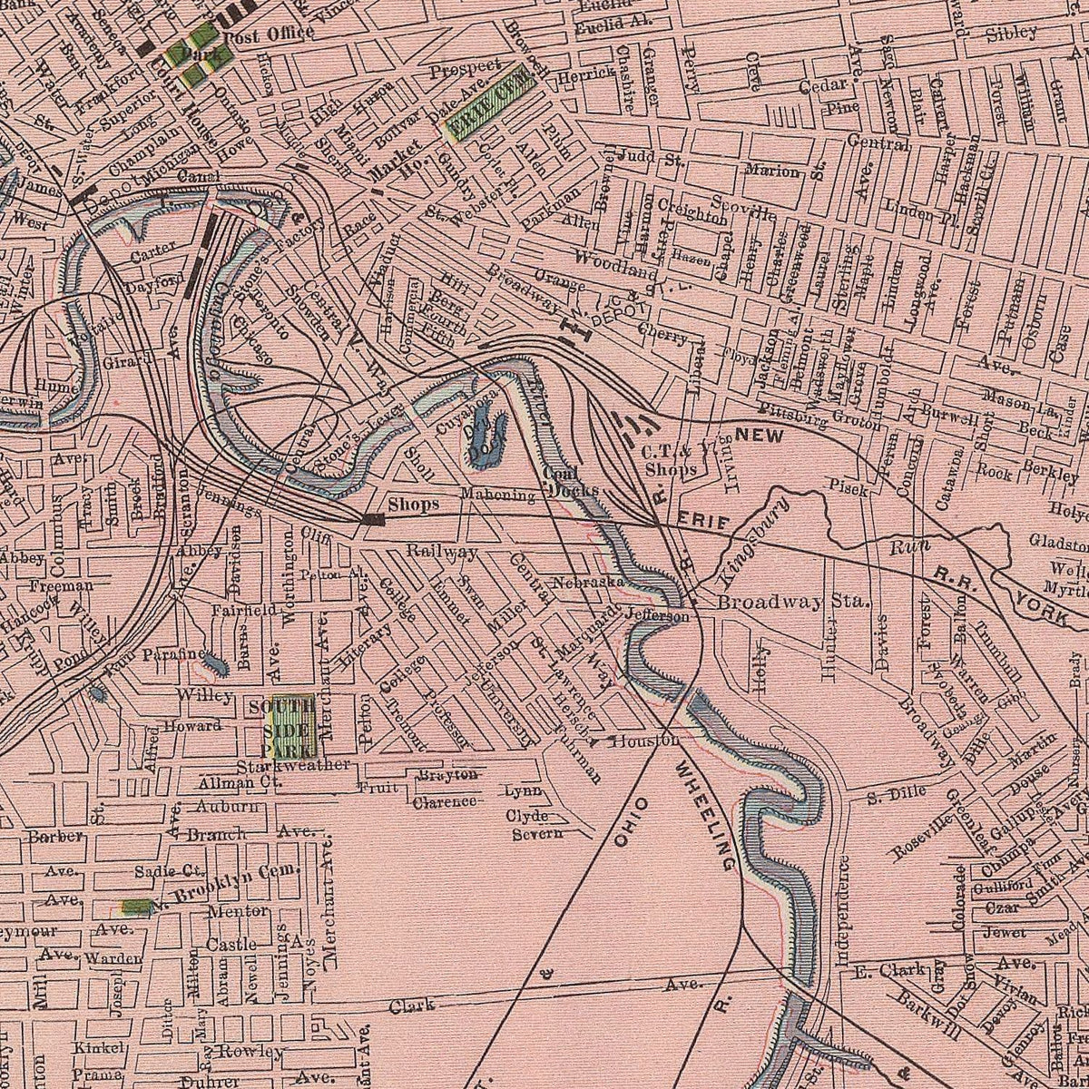 Restored historic details from the 1903 city map of Cleveland, Ohio