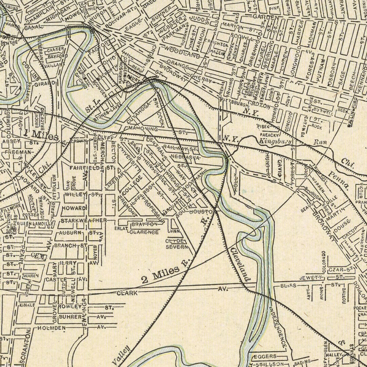 Restored historic details from the 1901 city map of Cleveland, Ohio