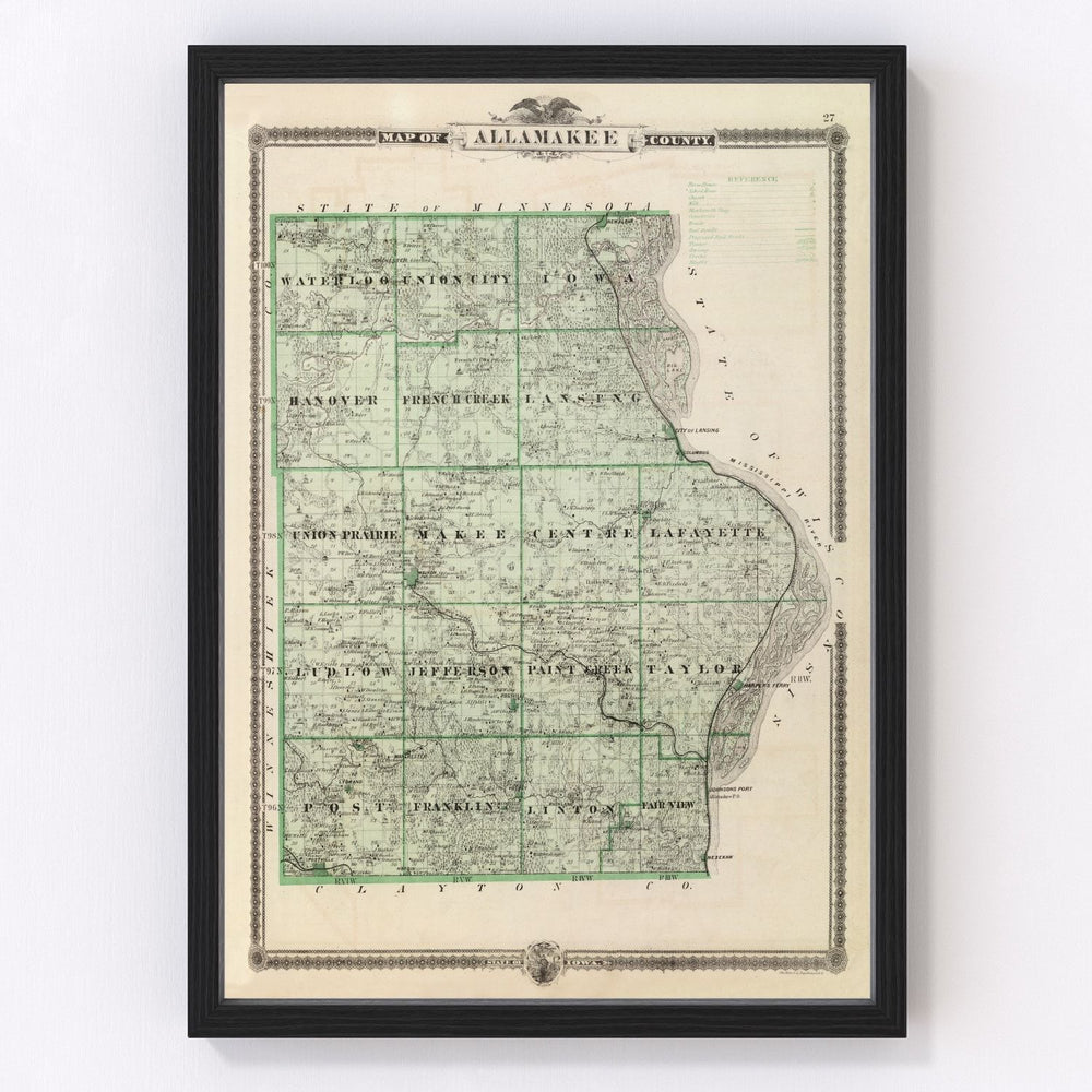 Alamakee County Vintage Map 1875