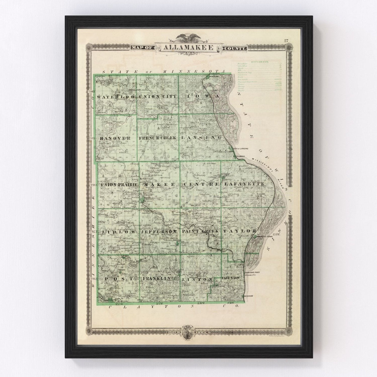 Alamakee County Vintage Map 1875