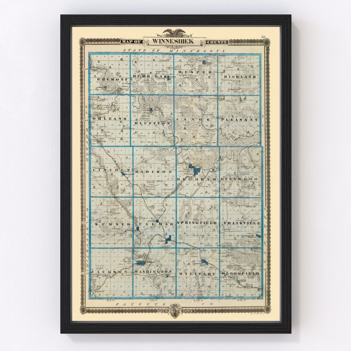 Winneshiek County Vintage Map 1875