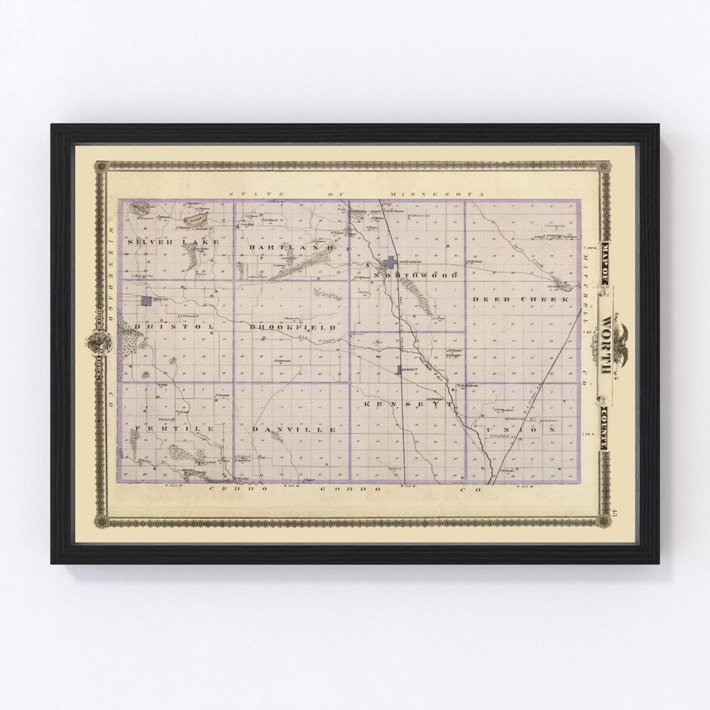 Worth County Vintage Map 1875