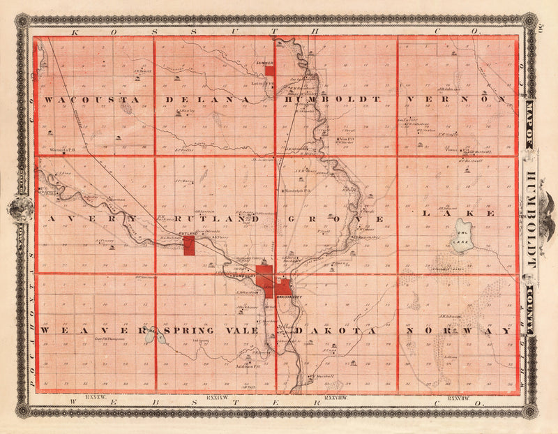 Size comparison using Vintage Map of Humboldt County, Iowa 1875