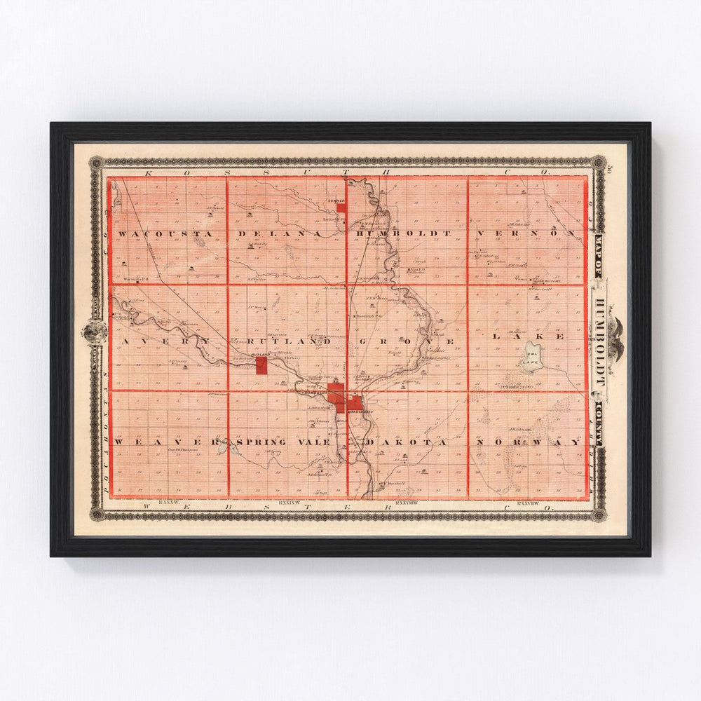 Humboldt County Vintage Map 1875