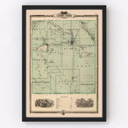 Cerro Gordo County Vintage Map 1875