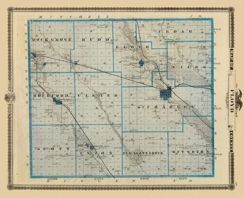Size comparison using Vintage Map of Floyd County, Iowa 1875